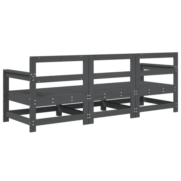 Juego de muebles de jardín 3 pzas madera maciza de pino gris M 3