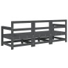 Juego de muebles de jardín 3 pzas madera maciza de pino gris 3