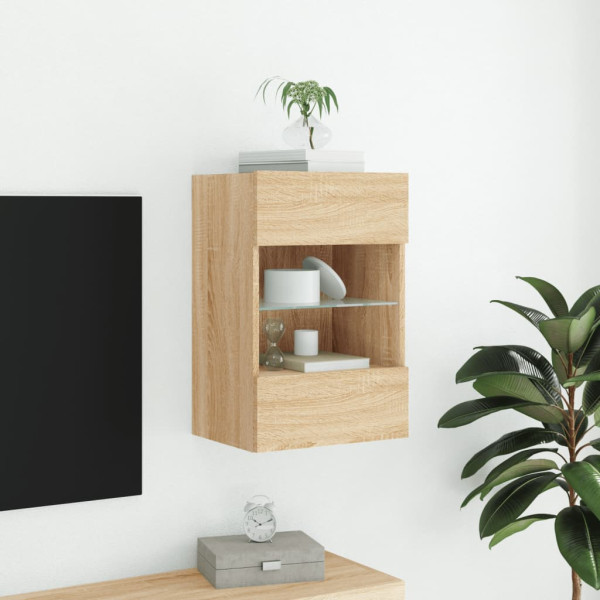 Mueble de TV de pared con luces LED roble Sonoma 40x30x60.5 cm M 5