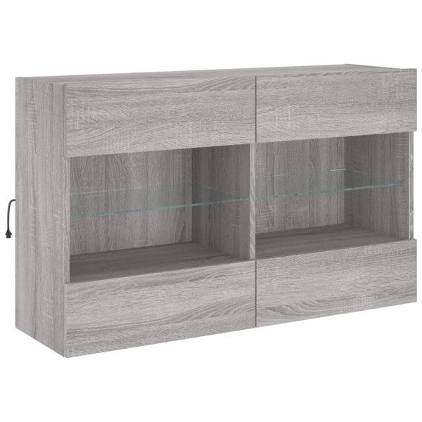 Mueble de TV de pared con luces LED gris Sonoma 98.5x30x60.5 cm M 3