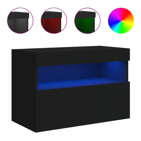Móvel de parede para TV com luzes LED 60x30x40 cm preto M 2