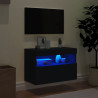 Mueble de TV de pared con luces LED negro 60x30x40 cm 4