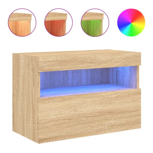 Mueble de TV de pared con luces LED roble Sonoma 60x30x40 cm H