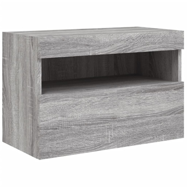 Mueble de TV de pared con luces LED gris Sonoma 60x30x40 cm M 3