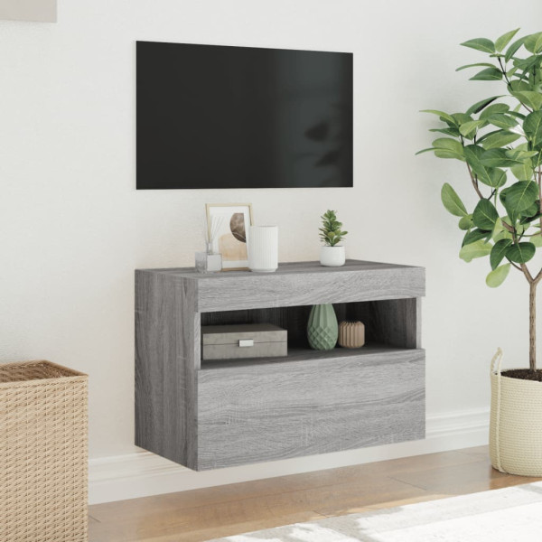 Mueble de TV de pared con luces LED gris Sonoma 60x30x40 cm M 5