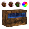 Mueble de TV de pared con luces LED roble ahumado 60x30x40 cm 2