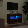 Mueble de TV de pared con luces LED roble ahumado 60x30x40 cm 4
