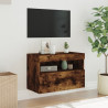 Mueble de TV de pared con luces LED roble ahumado 60x30x40 cm 5