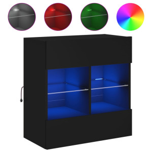 Mueble de TV de pared con luces LED negro 58.5x30x60.5 cm H