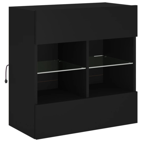 Mueble de TV de pared con luces LED negro 58.5x30x60.5 cm M 3