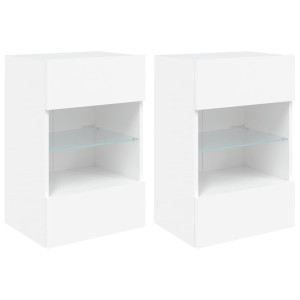 Armários de parede com luzes LED para TV 2 pcs 40x30x60.5 cm branco H