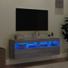 Muebles TV de pared con luces LED 2 uds gris Sonoma 60x30x40 cm 4