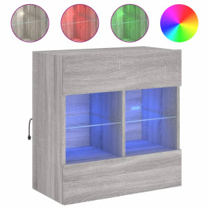 Mueble de TV de pared con luces LED gris Sonoma 58.5x30x60.5 cm H
