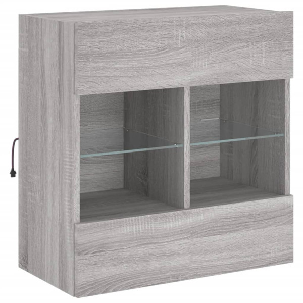Mueble de TV de pared con luces LED gris Sonoma 58.5x30x60.5 cm M 3