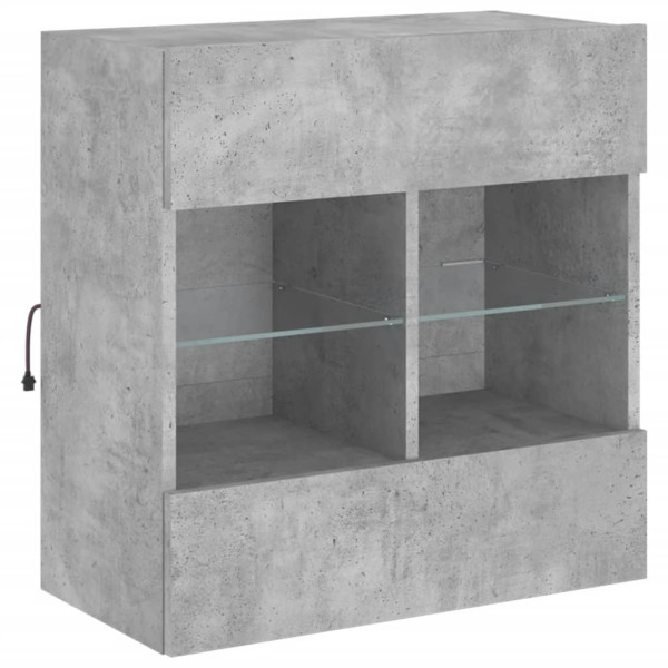 Mueble TV de pared con luces LED gris hormigón 58.5x30x60.5 cm M 3