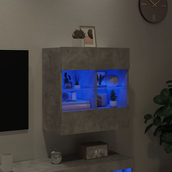 Mueble TV de pared con luces LED gris hormigón 58.5x30x60.5 cm M 4