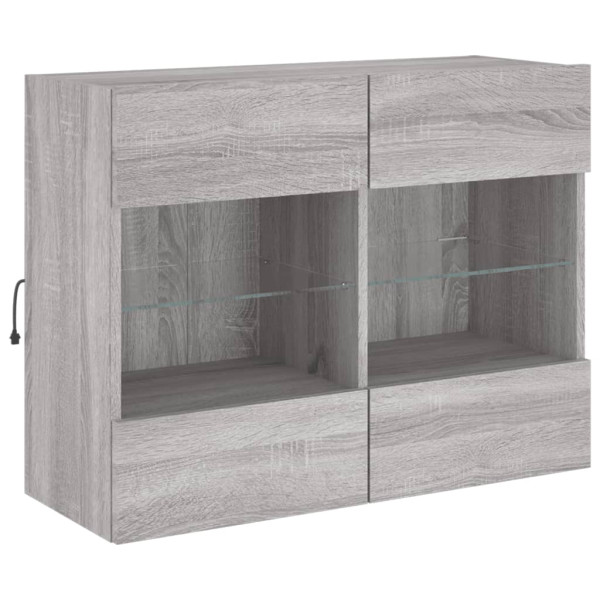 Mueble de TV de pared con luces LED gris Sonoma 78.5x30x60.5 cm M 3