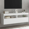Muebles de TV de pared con luces LED 2 uds blanco 60x30x40 cm 1