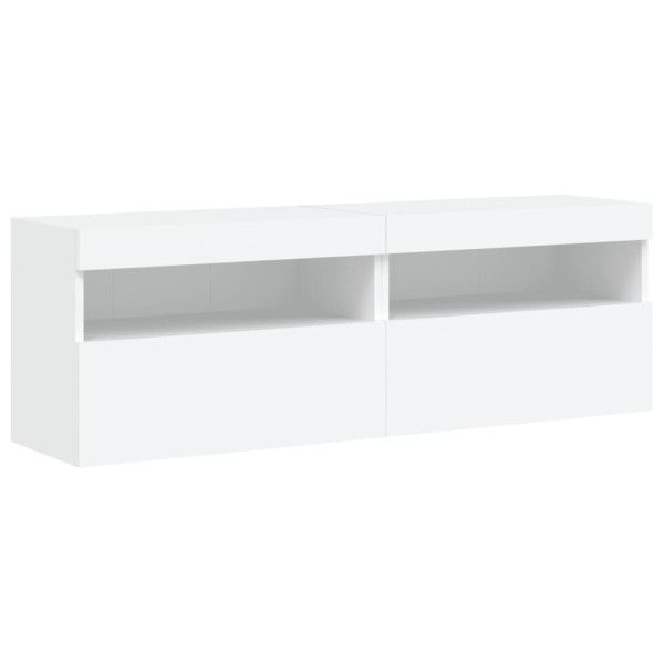 Muebles de TV de pared con luces LED 2 uds blanco 60x30x40 cm M 3