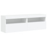 Muebles de TV de pared con luces LED 2 uds blanco 60x30x40 cm 3