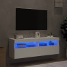 Muebles de TV de pared con luces LED 2 uds blanco 60x30x40 cm 4