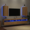 Muebles de TV pared luces LED 2 uds roble Sonoma 30.5x35x70 cm 3