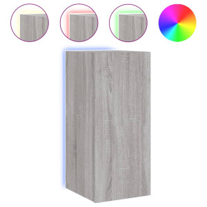 Mueble de TV de pared con luces LED gris Sonoma 30.5x35x70 cm H