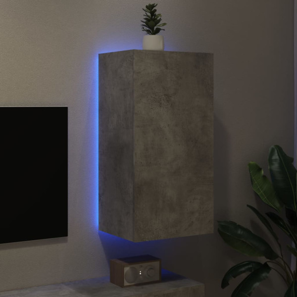 Mueble de TV de pared con luces LED gris hormigón 40.5x35x80 cm M 3