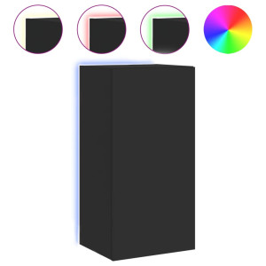 Móvel de parede para TV com luzes LED 40.5x35x80 cm preto H