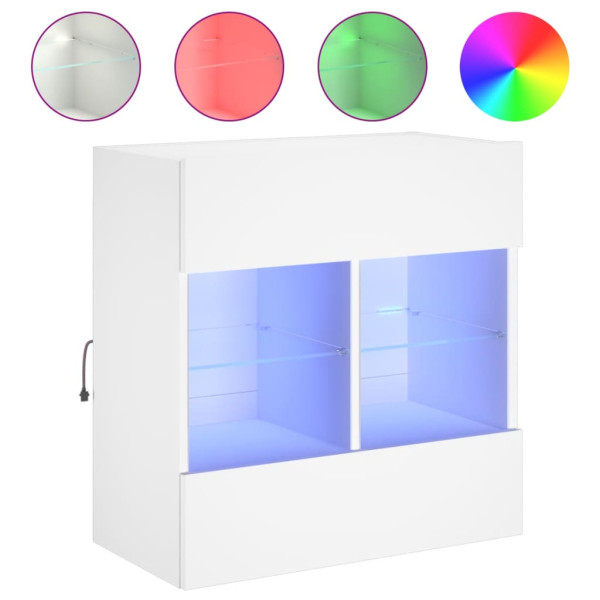 Mueble de TV de pared con luces LED blanco 58.5x30x60.5 cm M 2