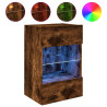 Mueble de TV de pared con luces LED roble ahumado 40x30x60.5 cm 2