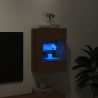 Mueble de TV de pared con luces LED roble marrón 40x30x60.5 cm 4