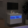 Mueble de TV de pared con luces LED blanco 60x30x40 cm 4