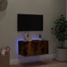 Mueble de TV de pared con luces LED roble ahumado 60x35x31 cm 3