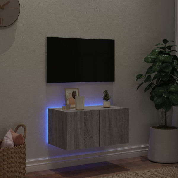 Mobiliário de TV de parede com luzes LED Sonoma 60x35x31 cm M 3