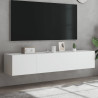 Muebles de TV de pared con luces LED 2 uds blanco 80x35x31 cm 1