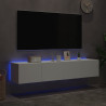 Muebles de TV de pared con luces LED 2 uds blanco 80x35x31 cm 3