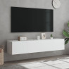 Muebles de TV de pared con luces LED 2 uds blanco 80x35x31 cm 4