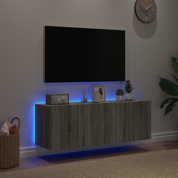 Muebles TV de pared con luces LED 2 uds gris Sonoma 60x35x41 cm M 4