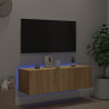 Mueble de TV de pared con luces LED roble Sonoma 100x35x31 cm 5