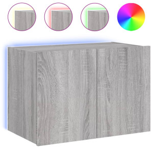 Mueble de TV de pared con luces LED gris Sonoma 60x35x41 cm H