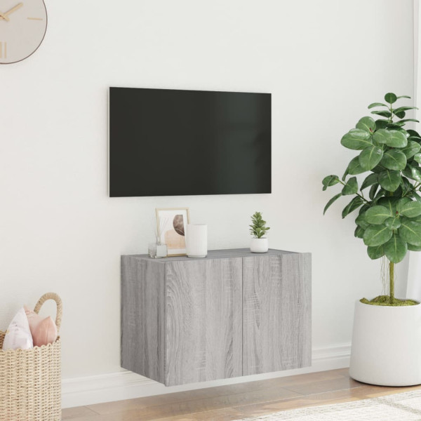 Mueble de TV de pared con luces LED gris Sonoma 60x35x41 cm M 4