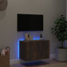Mueble de TV de pared con luces LED roble ahumado 60x35x41 cm 4