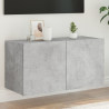 Mueble de TV de pared con luces LED gris hormigón 80x35x41 cm 1