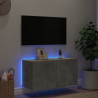 Mueble de TV de pared con luces LED gris hormigón 80x35x41 cm 4