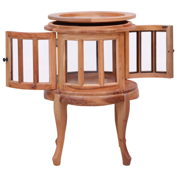 Armario vitrina de madera maciza de caoba natural 50x50x76 cm M 4