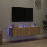 Mobiliário de TV de parede luzes LED 2 ossos de carvalho Sonoma 60x35x31 cm 3