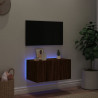 Mueble de TV de pared con luces LED roble marrón 60x35x31 cm 3