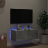 Mueble de TV de pared con luces LED gris hormigón 80x35x31 cm 3