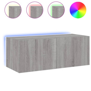 Mueble de TV de pared con luces LED gris Sonoma 80x35x31 cm H